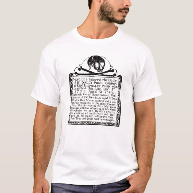 T-shirt de pierre tombale de crâne de cimetière - (Devant)