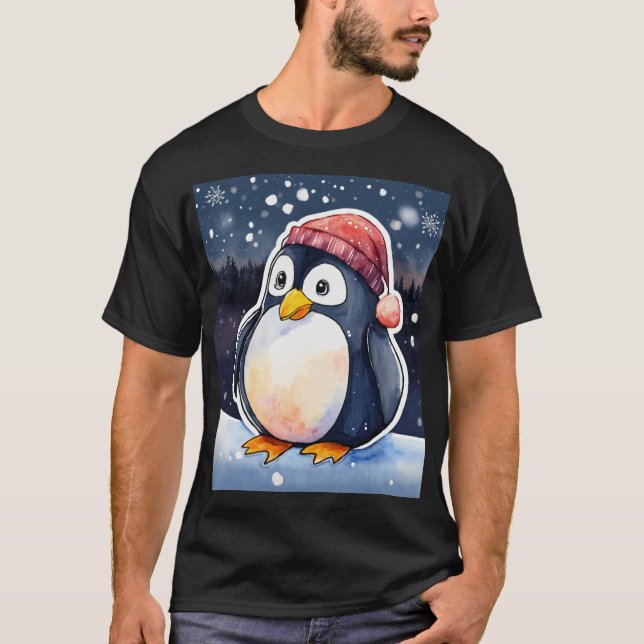 T-Shirt de pingouin d'hiver - Cute et confortable  (Devant)