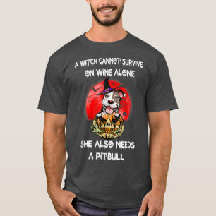 T-Shirt de Pitbull Witch Citrouille Halloween