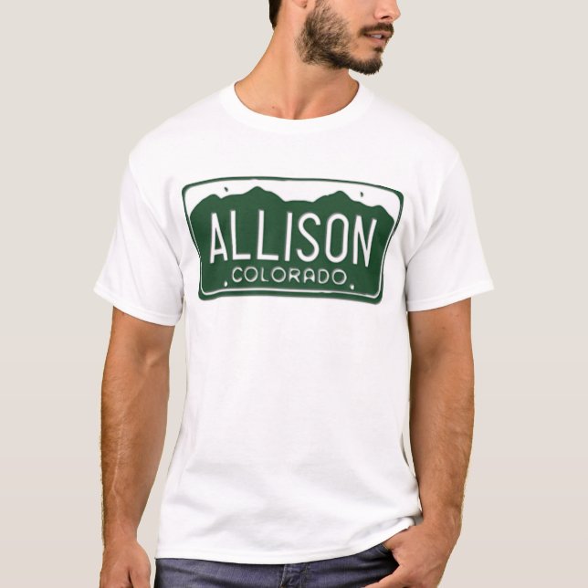 T-shirt de plaque minéralogique d'ALLISON le (Devant)