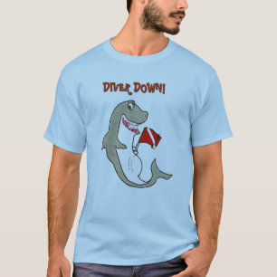 T-shirt De plongeur gros requin de bande dessinée vers le