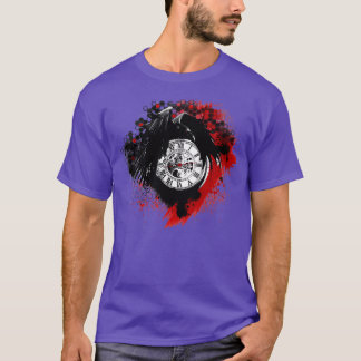 T-shirt de Pneuka style corbeau et horloge BLANC ÉDITION