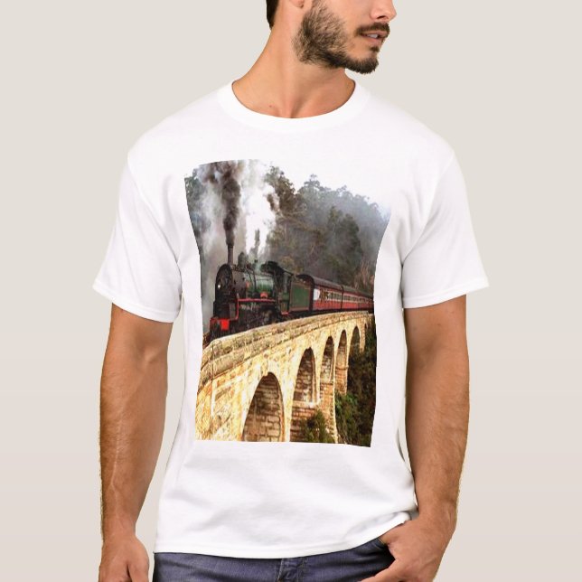 T-shirt de pont de croisement de train de vapeur (Devant)
