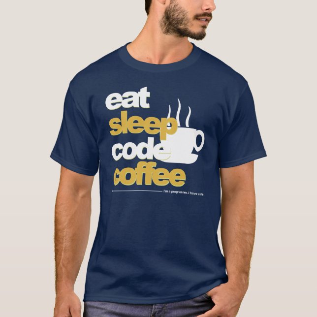 T-shirt de programmeurs : mangez du café de code (Devant)