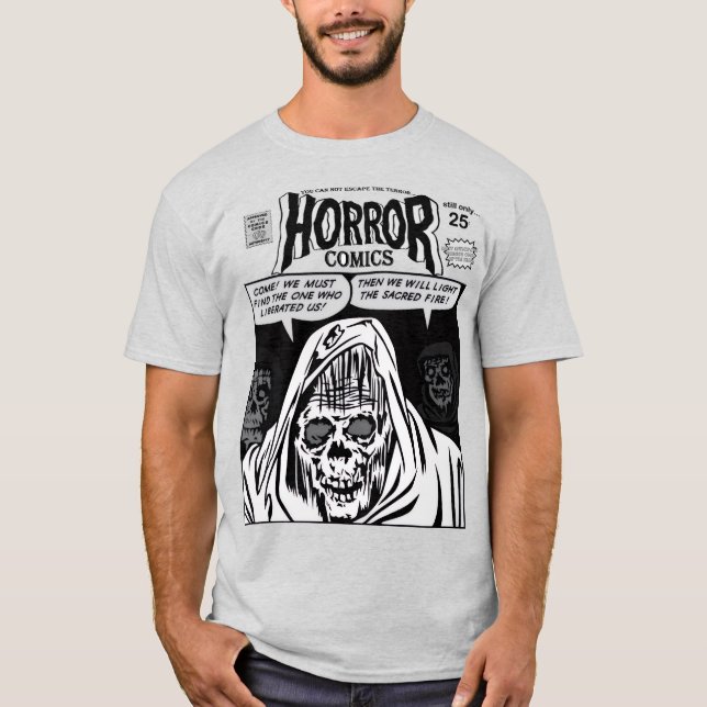 T-Shirt de publicité de bandes dessinées d'horreur (Devant)