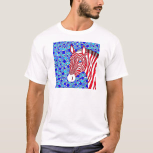T-shirt De rayures blanches de zèbre un amusement rouge