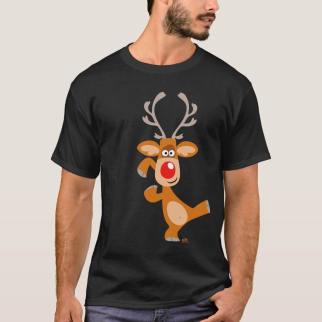 T-shirt de renne de Noël de bande dessinée (Devant)
