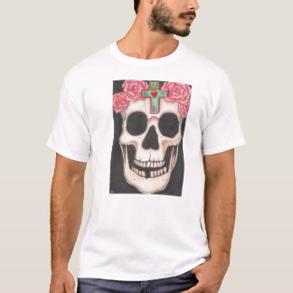 T-shirt de roses de N de crâne '