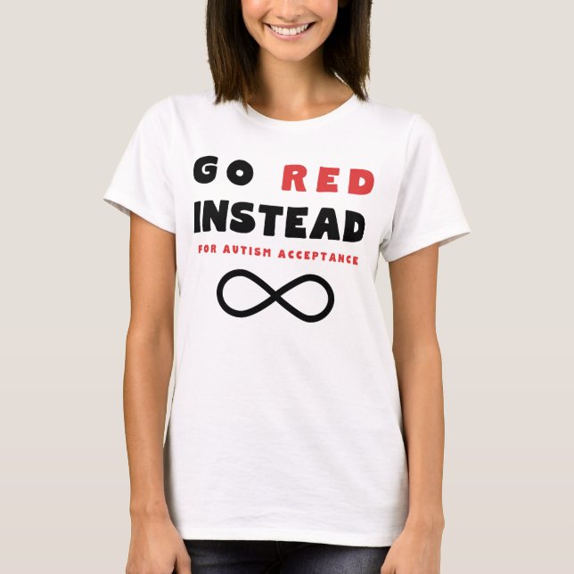 T-shirt De rouge acceptation d'autisme à la place (Devant)