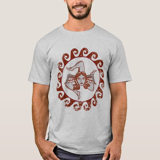 T-shirt de rouge de Trinacria (Devant)