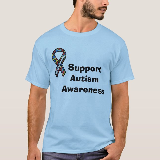T-shirt de ruban d'autisme de soutien (Devant)