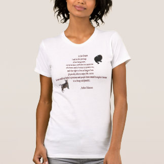 T-shirt de scoop de dames de la prière d'un chat