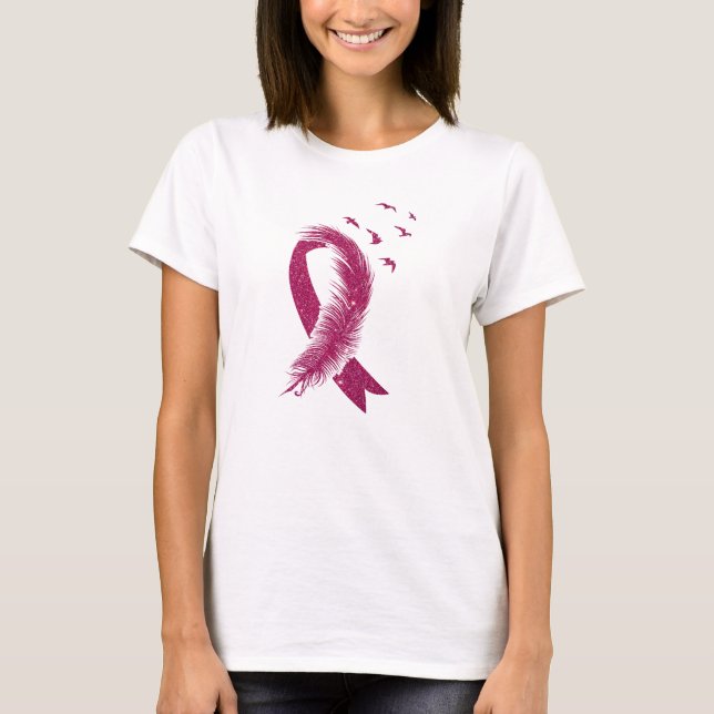 T-shirt de sensibilisation des femmes au ruban ros (Devant)