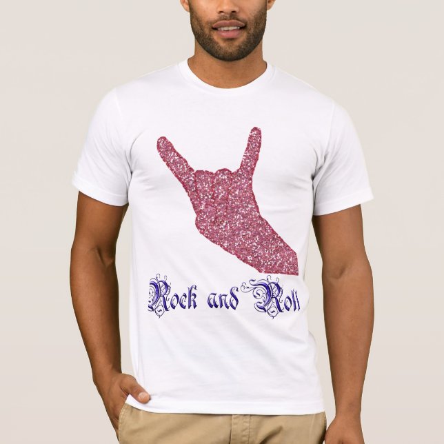 T-shirt de signe de rock de parties scintillantes (Devant)