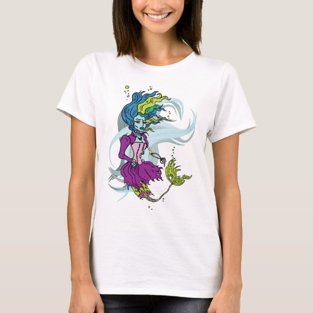 T-shirt de sirène de Goth de zombi (Devant)