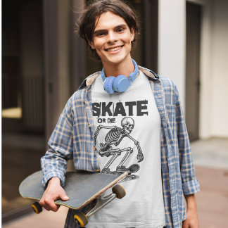T-shirt de skatewear squelette Skate or Die
