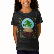 T-shirt de Snowglobe d'arbre de Noël de panda
