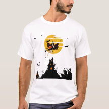 T-shirt de sorcière volant avec citrouille Hallowe