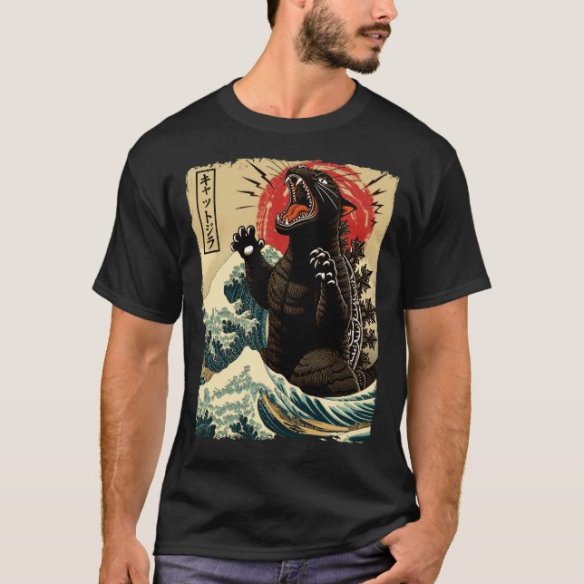 T-shirt de style japonais Catzilla Funny (Devant)