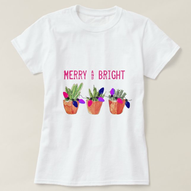 T-shirt de Succulents et de lumières de Noël (Design devant)
