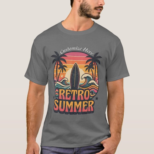 T-Shirt de surf personnalisé de l'été rétro | Pers (Devant)