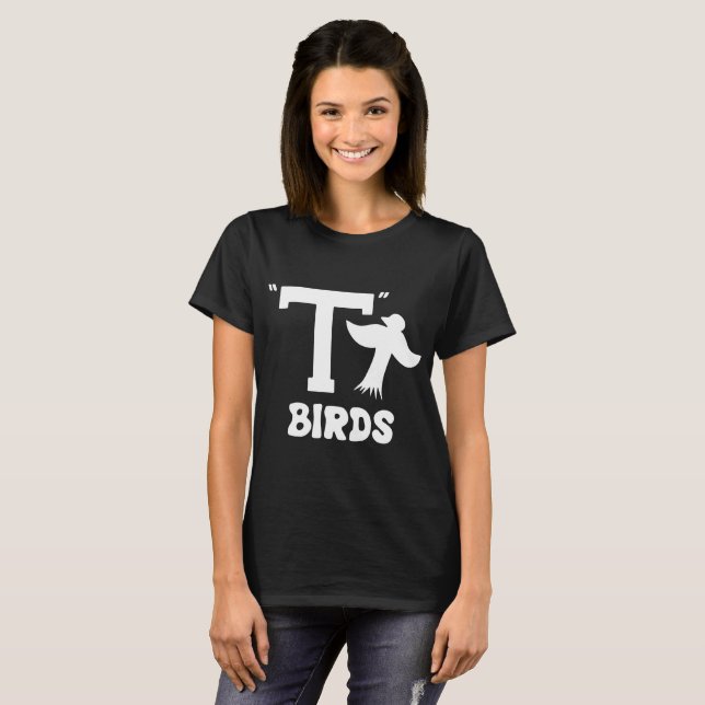T-shirt De T d'oiseaux de Tbirds de bande de graisse noir (Devant entier)