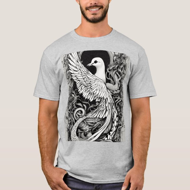 T-shirt de tatouage de colombe et de serpent - noi (Devant)