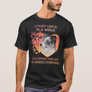 T-shirt De Temps En Temps Bleu Merle Bordure Collie Pré