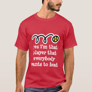 T-shirt de tennis rouge avec une citation drôle