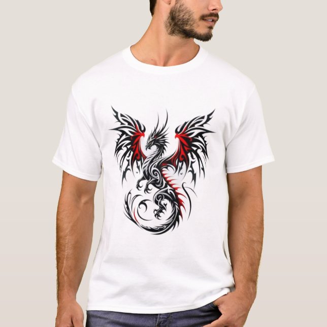 T-shirt de tir de dragon tribal - Conception mythi (Devant)