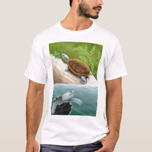 T-shirt de tortues de terrapin de dos en forme de