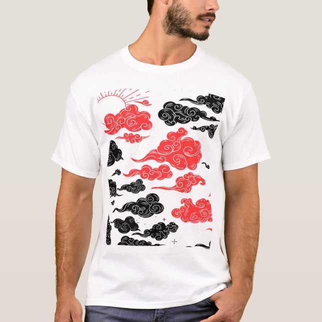 T-shirt De très beaux nuages, les rayons du soleil brillen (Devant)