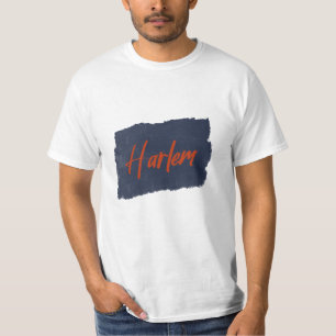 T-shirt de typographie rouge manuscrite Harlem