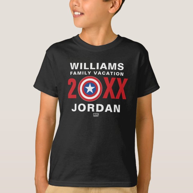 T-shirt de vacances de la famille Captain America (Devant)