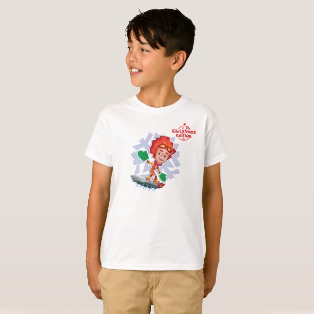T-shirt de vacances d'hiver du feu (Devant entier)