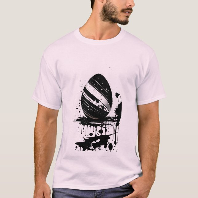 T-shirt de vacances OEuf de Pâques noir éclaboussu (Devant)