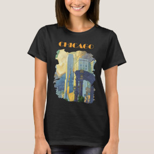 T-Shirt de voyage bleu sur la skyline de Chicago