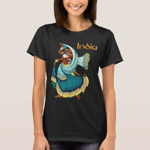 T-shirt de voyage rétro vibrant Sari de femme d'In