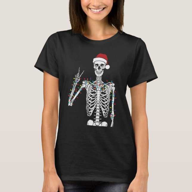 T-shirt Dead-Inside But Jolly AF Skeleton Christmas Funny  (Devant)