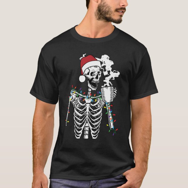 T-shirt Dead Inside Mais Jolly AF Skeleton Noël Drôle (Devant)