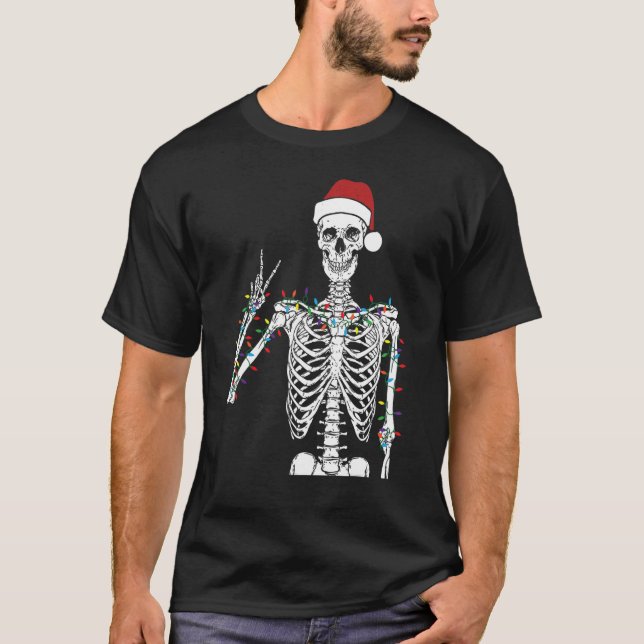 T-shirt Dead Inside Mais Jolly AF Skeleton Noël Drôle (Devant)