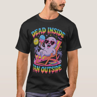 T-shirt Dead Inside Tan Outside Funny Ghost Summerween Lon