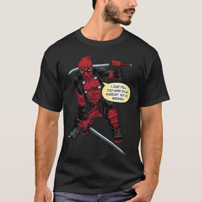 T-shirt Deadpool Kneeling Avec Des Épées (Devant)
