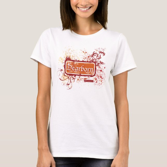 T-shirt Dearborn a affligé la pièce en t de dames (Devant)