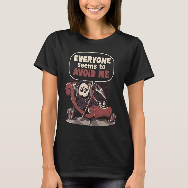 T-shirt Death Issues Funny Halloween Skull Grim Reaper Ske (Devant)