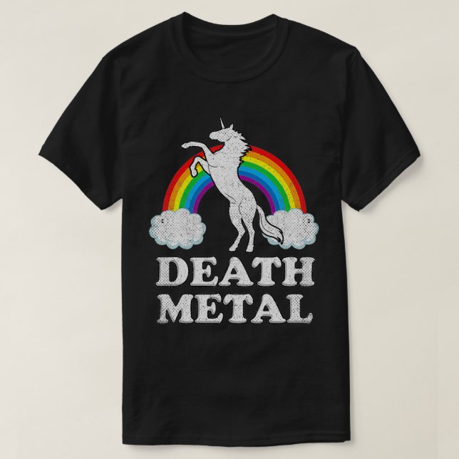 T-shirt Death Metal s Unicorn Rainbow Heavy Metal2  (Design devant)