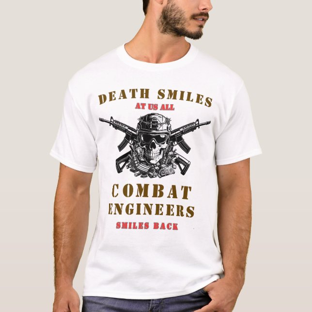 T-shirt Death Smiles  Combat Engineers skull Tactical  (Devant)