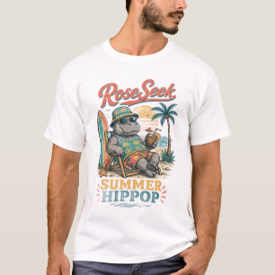 T-shirt Débardeur graphique rétro Hippo Beach Summer Vint