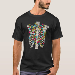 T-shirt Debout à l'intérieur, Jolly AF, Funny Xmas Skeleto