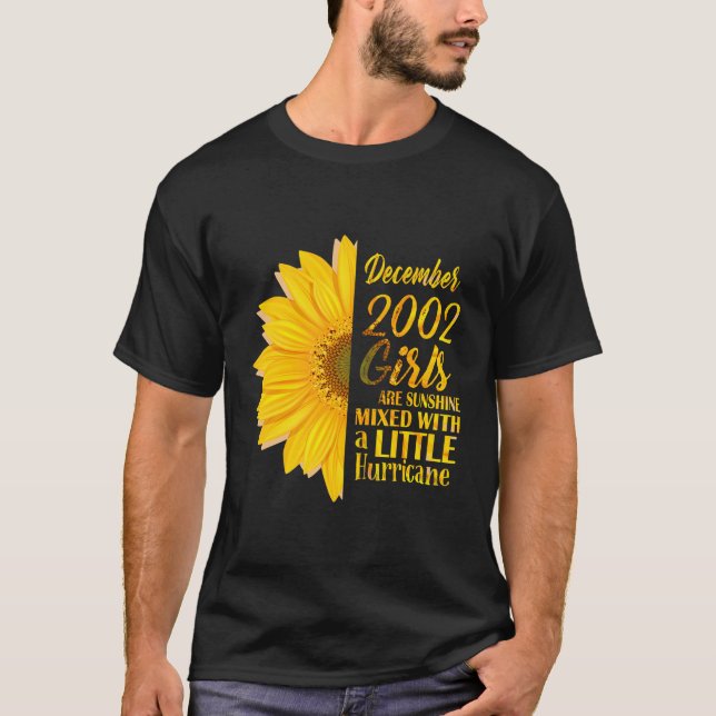T-shirt Décembre Filles 2002 tournesol 18E Cadeaux Anniver (Devant)